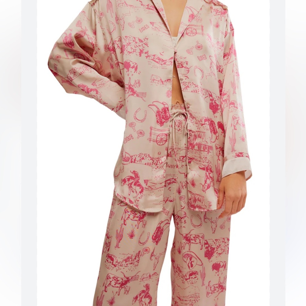 Free People Pink Cowboy Print Pajama Set